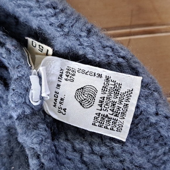 SISLEY Vintage 100% Virgin Wool Chunky Knit Cut Out Turtleneck Pullover Sweater - Picture 6 of 8